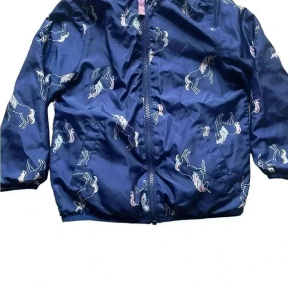 OshKosh B'Gosh  Girls Hooded Reversible Blue Jacket Coat SZ 4T #1734 - Picture 3 of 7